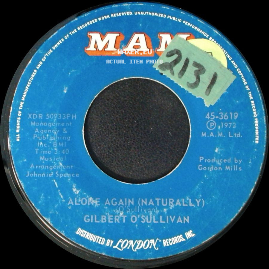 Gilbert O'sullivan - Save It / Alone Again (Naturally) side B
