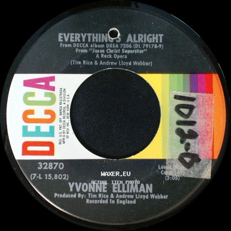Yvonne Elliman / Various Artists - Everythings Alright / Heaven On Their Minds side A