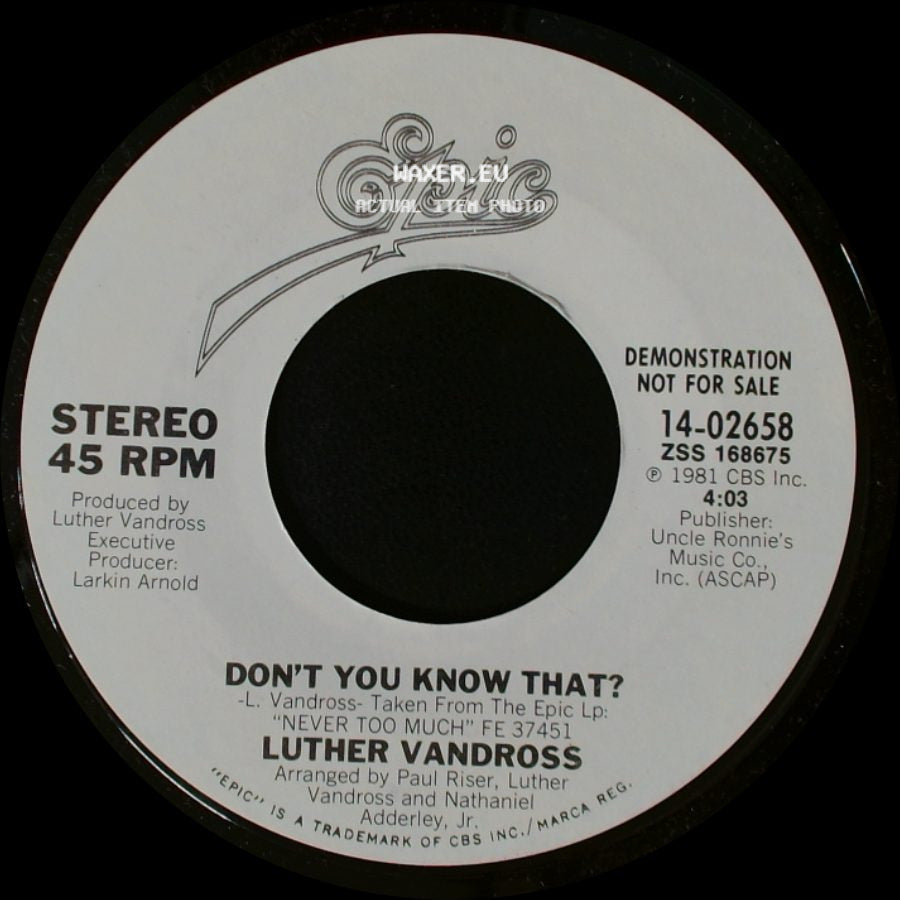 Luther Vandross - Don't You Know That? / Don't You Know That? side A