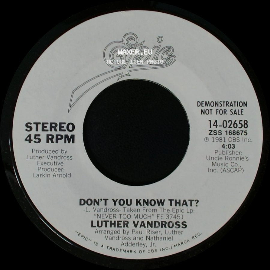 Luther Vandross - Don't You Know That? / Don't You Know That? side B