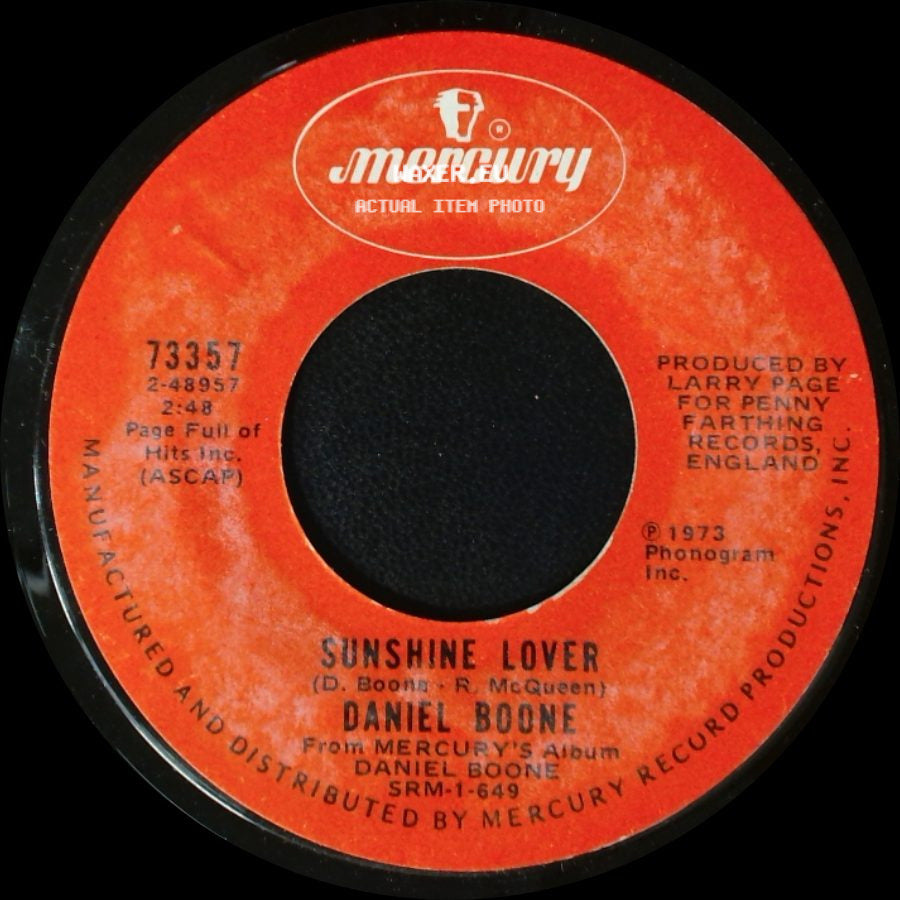 Daniel Boone - Crying / Sunshine Lover side B