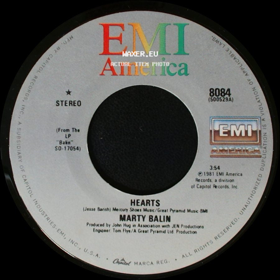Marty Balin - Hearts / Freeway side A