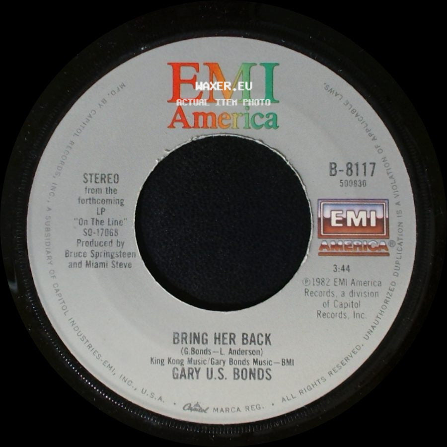 Gary U.S. Bonds - Out Of Work / Bring Her Back side B