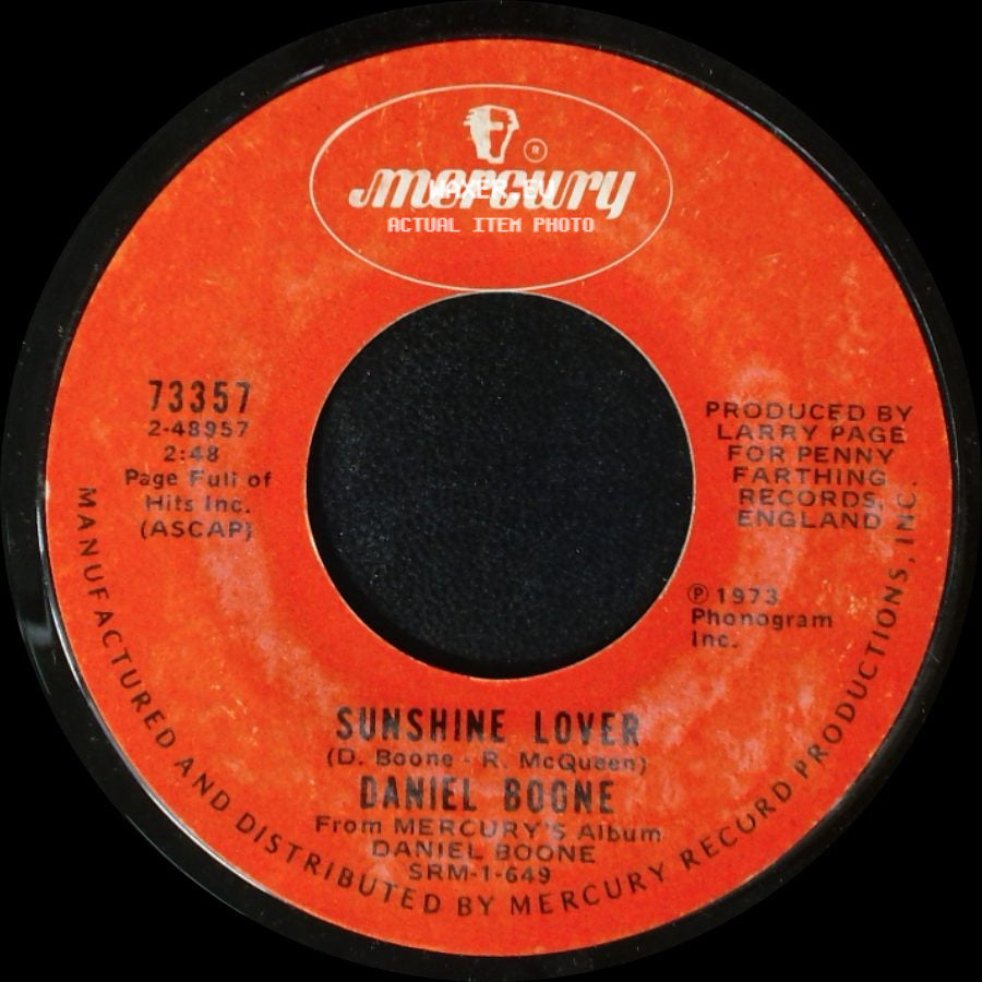 Daniel Boone - Crying / Sunshine Lover side B