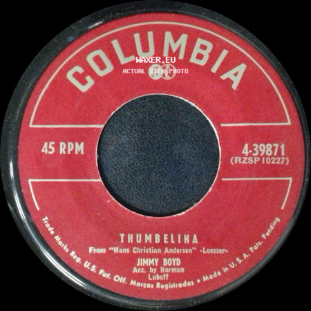 Jimmy Boyd - I Saw Mommy Kissing Santa Claus / Thumbelina side B