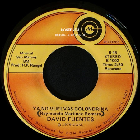 David Fuentes - Por Dioz Que Tengo Razon / Ya No Vuelvas Golondrina side B