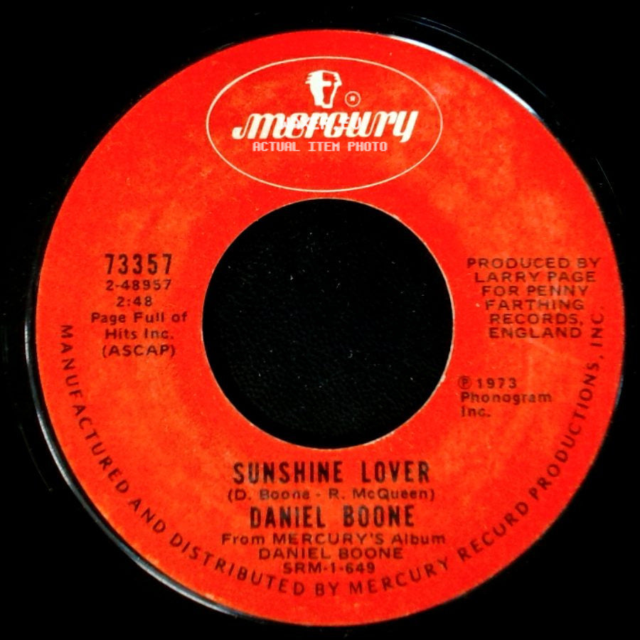 Daniel Boone - Crying / Sunshine Lover side B