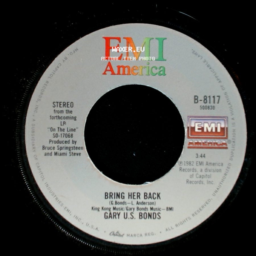 Gary U.S. Bonds - Out Of Work / Bring Her Back side B
