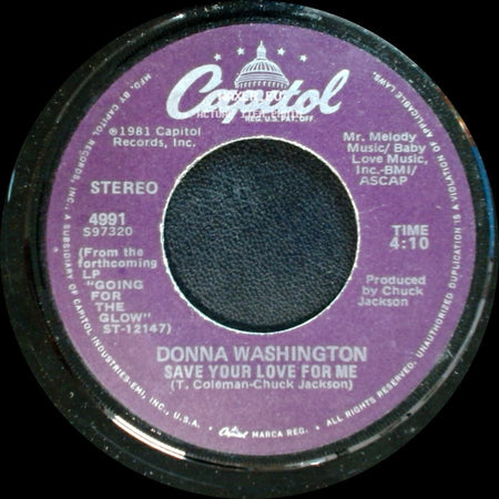 Donna Washington - 'scuse Me, While I Fall In Love / Save Your Love For Me side B
