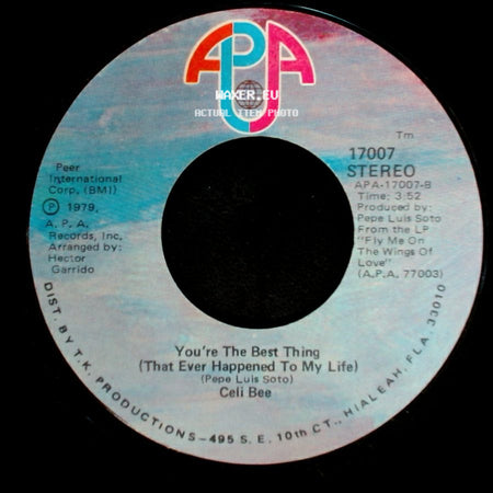 Celi Bee - Fly Me On The Wings Of Love / You're The Best Thing (That Ever Happened To My Life) side B