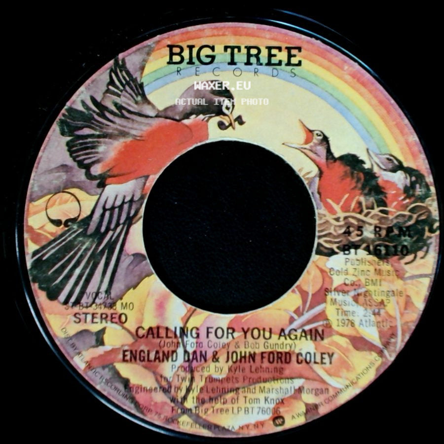 England Dan & John Ford Coley - We'll Never Have To Say Goodbye Again / Calling For You Again side B