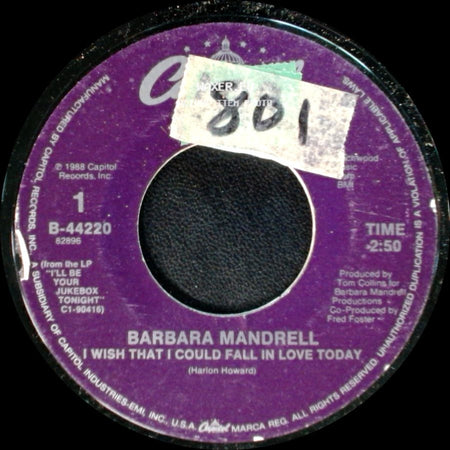 Barbara Mandrell - I Wish That I Could Fall In Love Today / I'll Be Your Jukebox Tonight side A