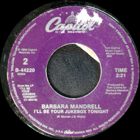 Barbara Mandrell - I Wish That I Could Fall In Love Today / I'll Be Your Jukebox Tonight side B