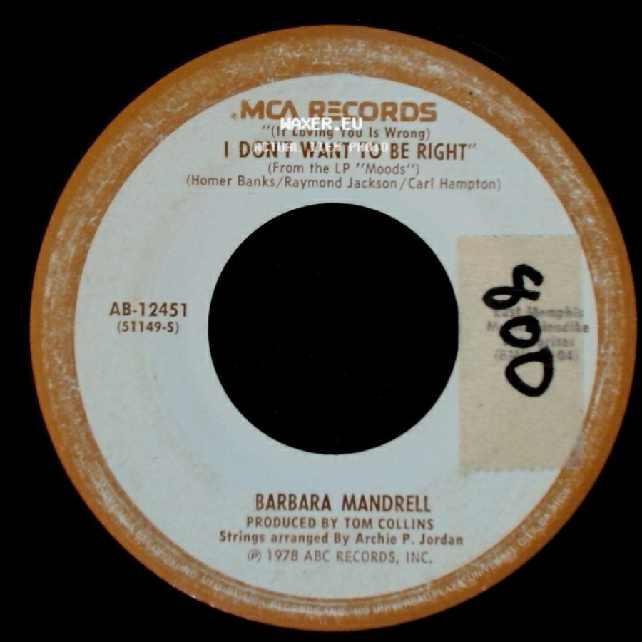 Barbara Mandrell - (If Loving You Is Wrong) I Don't Want To Be Right / I Feel The Hurt Coming On side A