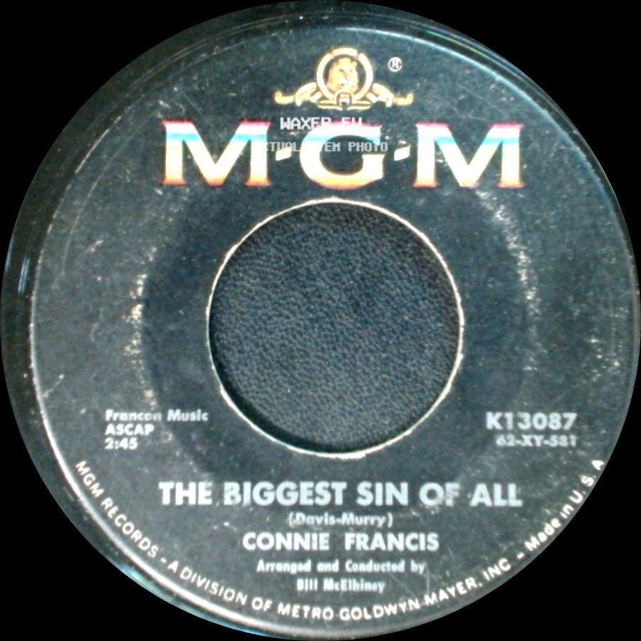 Connie Francis - Vacation / The Biggest Sin Of All side B