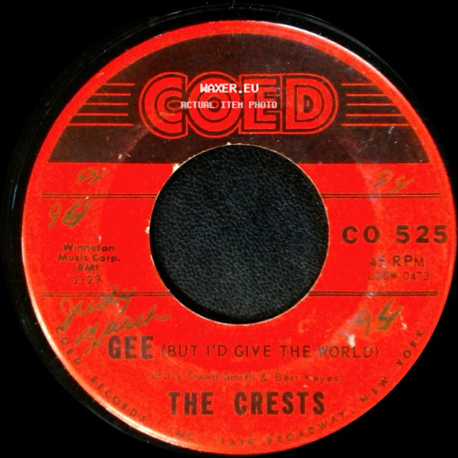 The Crests - Step By Step / Gee (But I'd Give The World) side B