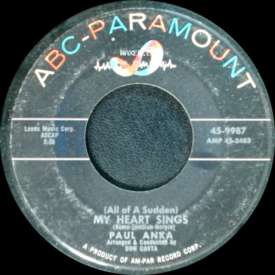 Paul Anka - That's Love / My Heart Sings (All Of A Sudden) side B