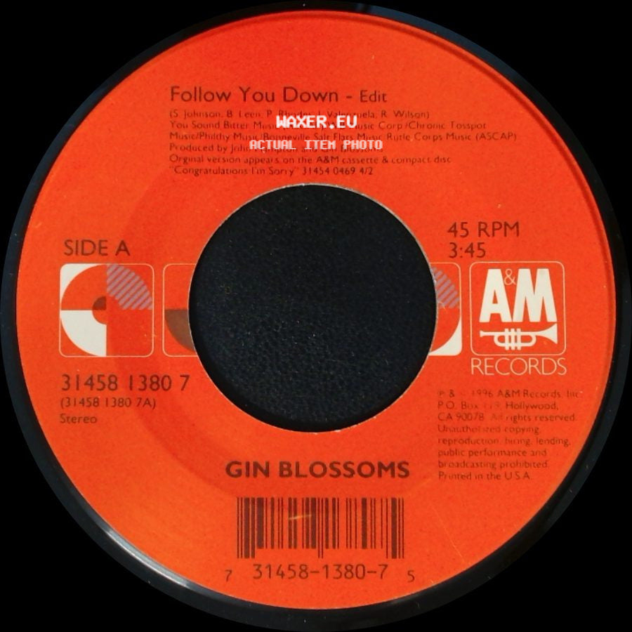 Gin Blossoms - Follow You Down - Edit / Til I Hear It From You - Lp Version side A