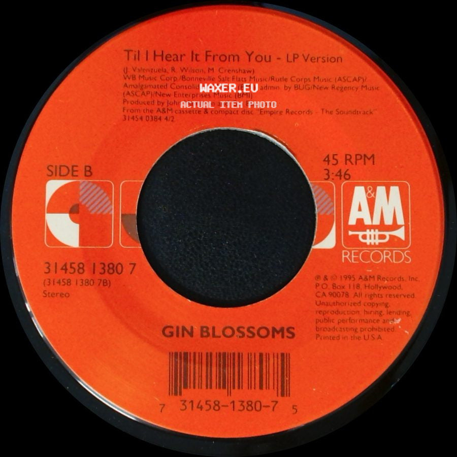 Gin Blossoms - Follow You Down - Edit / Til I Hear It From You - Lp Version side B