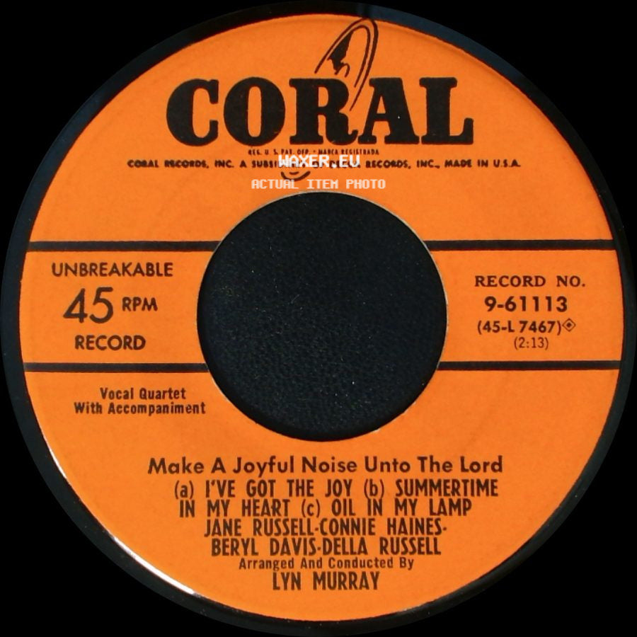 Jane Russell, Connie Haines, Beryl Davis, Della Russell - Make A Joyful Noise Unto The Lord / Do Lord / Make A Joyful Noise Unto The Lord side B