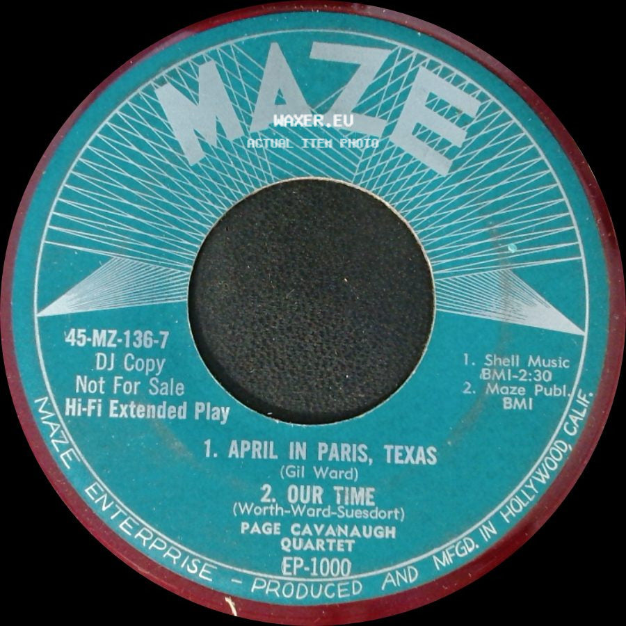 Page Cavanaugh Quartet - April In Paris, Texas / Our Time / Tell Her You Love Her / Destination Honeymoon side A