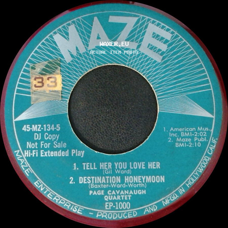 Page Cavanaugh Quartet - April In Paris, Texas / Our Time / Tell Her You Love Her / Destination Honeymoon side B