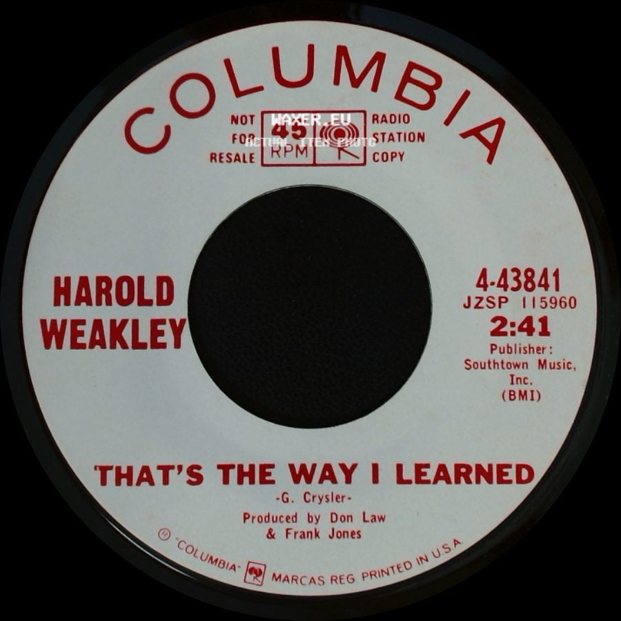 Harold Weakley - To Russia With Care / That's The Way I Learned side B