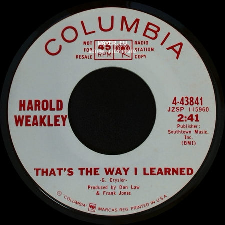Harold Weakley - To Russia With Care / That's The Way I Learned side B