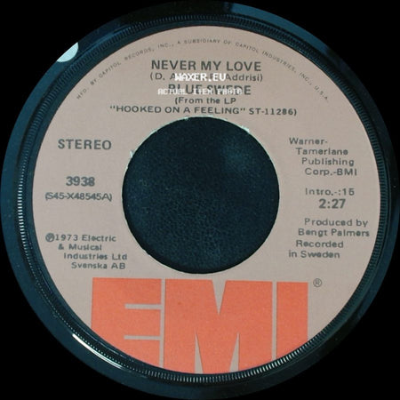 Blue Swede - Pinewood Rally / Never My Love side B
