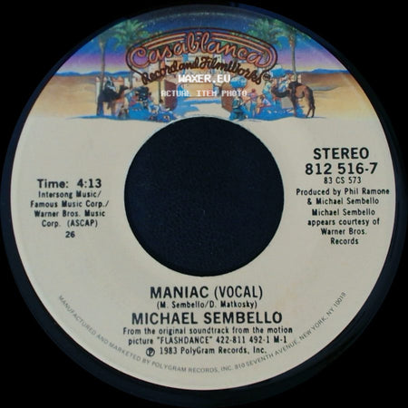 Michael Sembello - Maniac (Instrumental) / Maniac (Vocal) side B