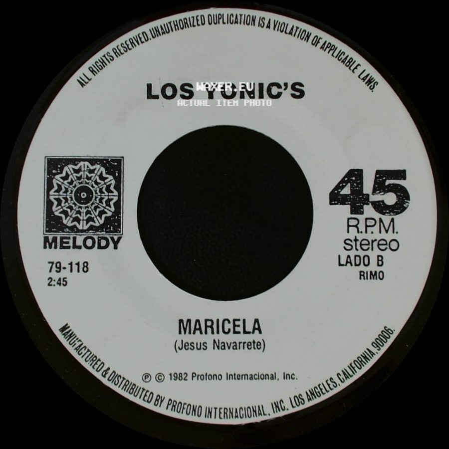 Los Yonic's - Rosas Blancas / Maricela side B