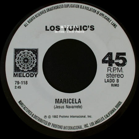 Los Yonic's - Rosas Blancas / Maricela side B