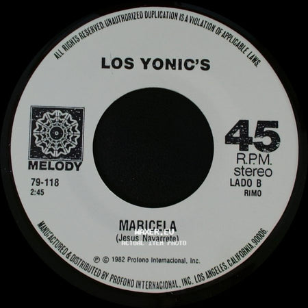 Los Yonic's - Rosas Blancas / Maricela side B
