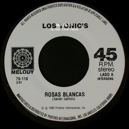Los Yonic's - Rosas Blancas / Maricela side A