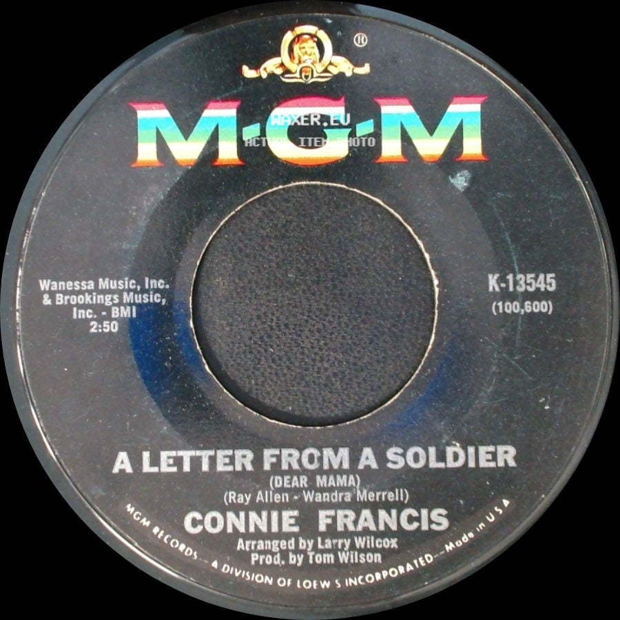 Connie Francis - A Letter From A Soldier (Dear Mama) / Somewhere, My Love side A