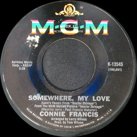 Connie Francis - A Letter From A Soldier (Dear Mama) / Somewhere, My Love side B