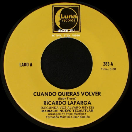 Ricardo Lafarga - Cuando Quieras Volver / Esa side A