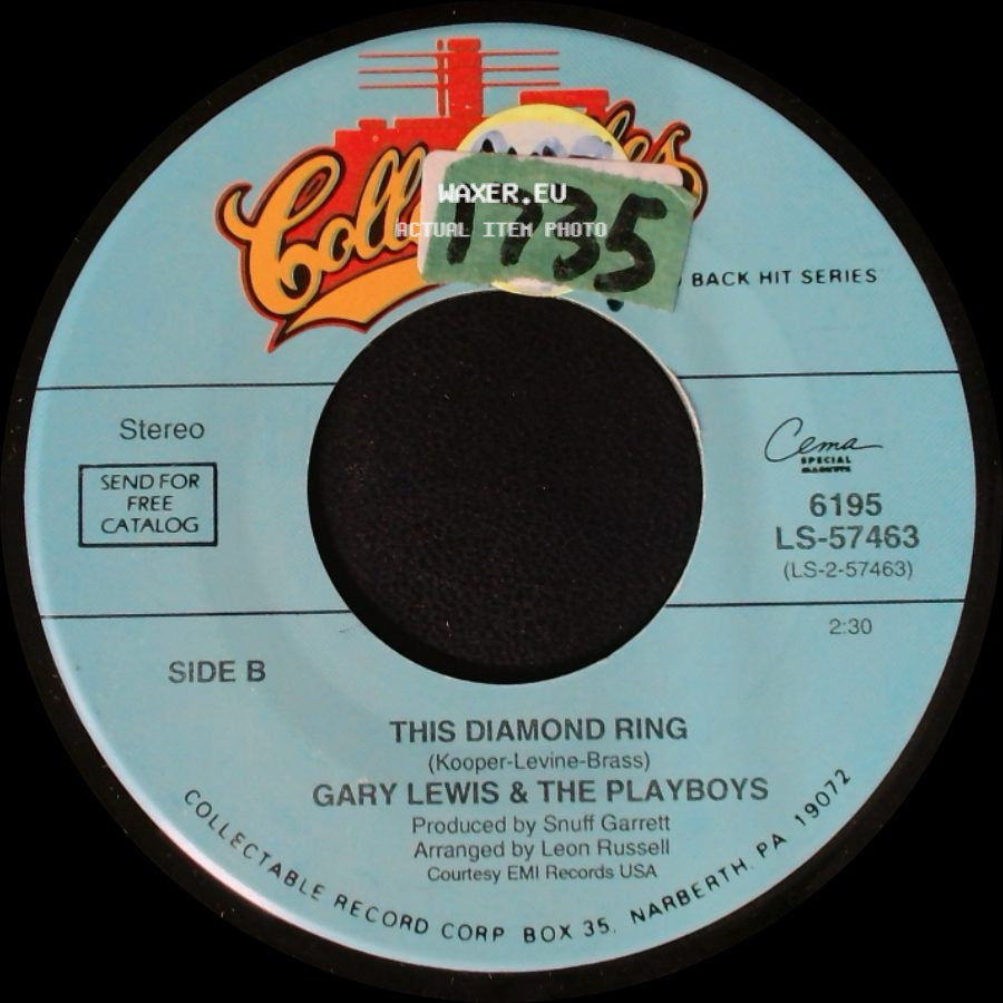 Manfred Mann / Gary Lewis & The Playboys - Do Wah Diddy Diddy / This Diamond Ring side B