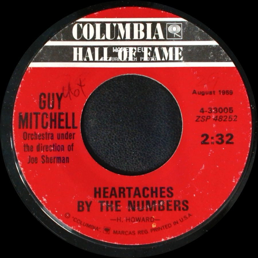 Guy Mitchell / Guy Mitchell With Ray Conniff And His Orchestra - Heartaches By The Numbers / Singing The Blues side A