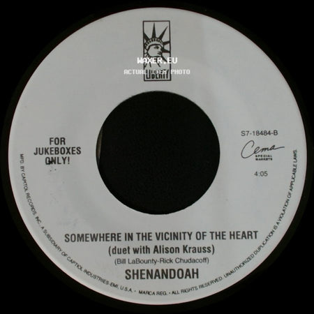 Shenandoah - Darned If I Don't (Danged If I Do) / Somewhere In The Vicinity Of The Heart (Duet With Alison Krauss) side B
