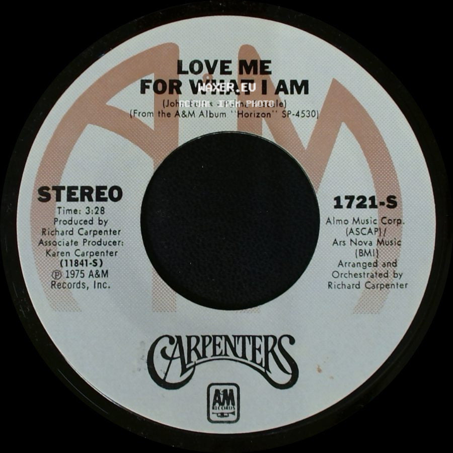 Carpenters - Solitaire / Love Me For What I Am side B
