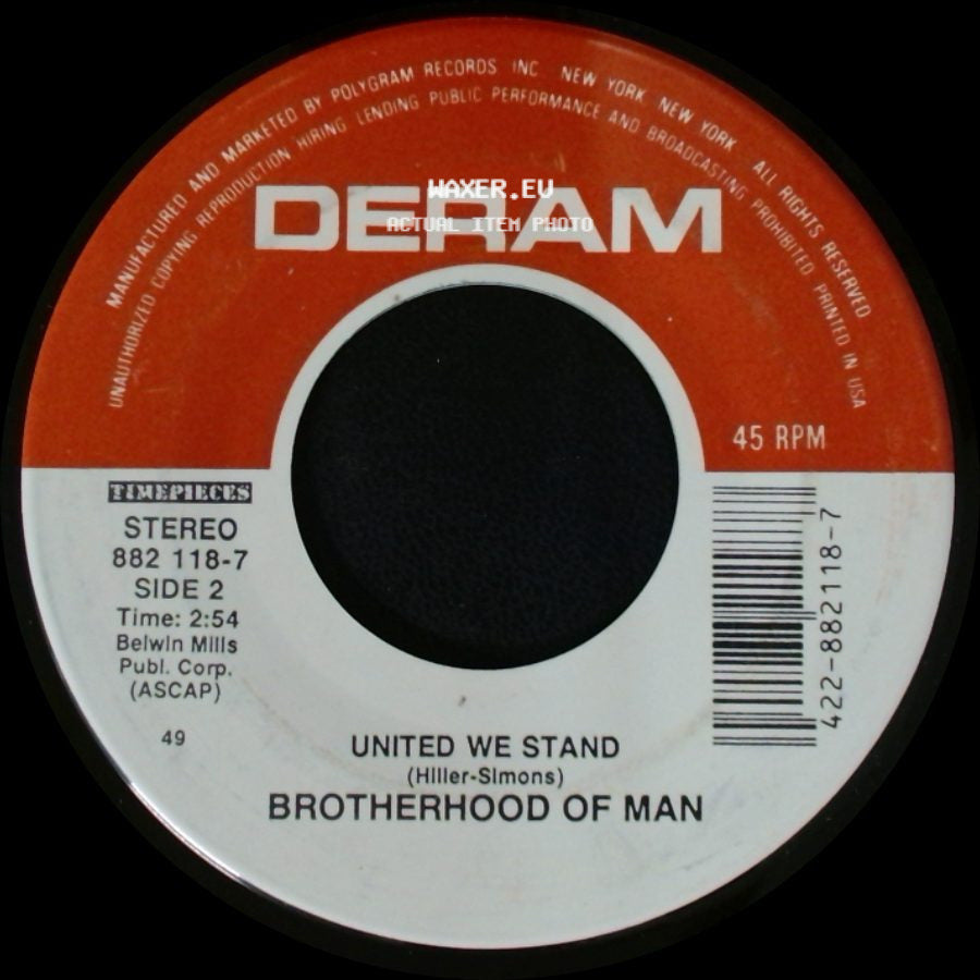White Plains / Brotherhood Of Man - My Baby Loves Lovin' / United We Stand side B