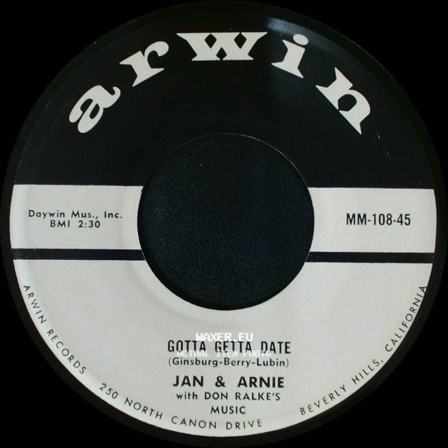 Jan & Arnie / Jan & Arnie With Don Ralke's Music - Jennie Lee / Gotta Getta Date side B