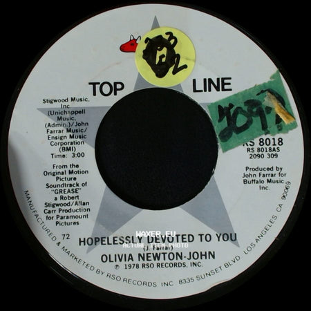 Olivia Newton-John - Love Is A Many Splendored Thing / Hopelessly Devoted To You side B