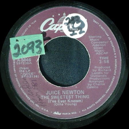 Juice Newton - Ride 'em Cowboy / The Sweetest Thing (I've Ever Known) side B