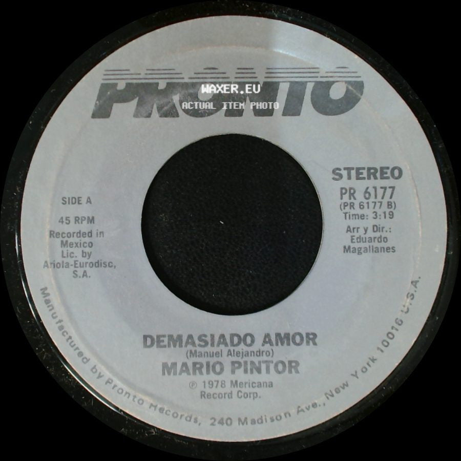 Mario Pintor - Demasiado Amor / Donde Fueron Tus Pasos side A