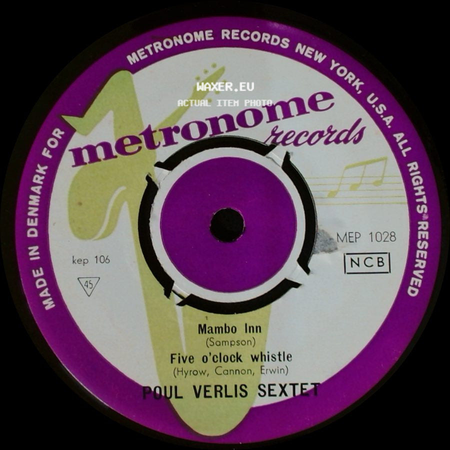 Poul Verlis Sextet - Shake, Rattle And Roll / No Tulips / Mambo Inn / Five O'clock Whistle side B