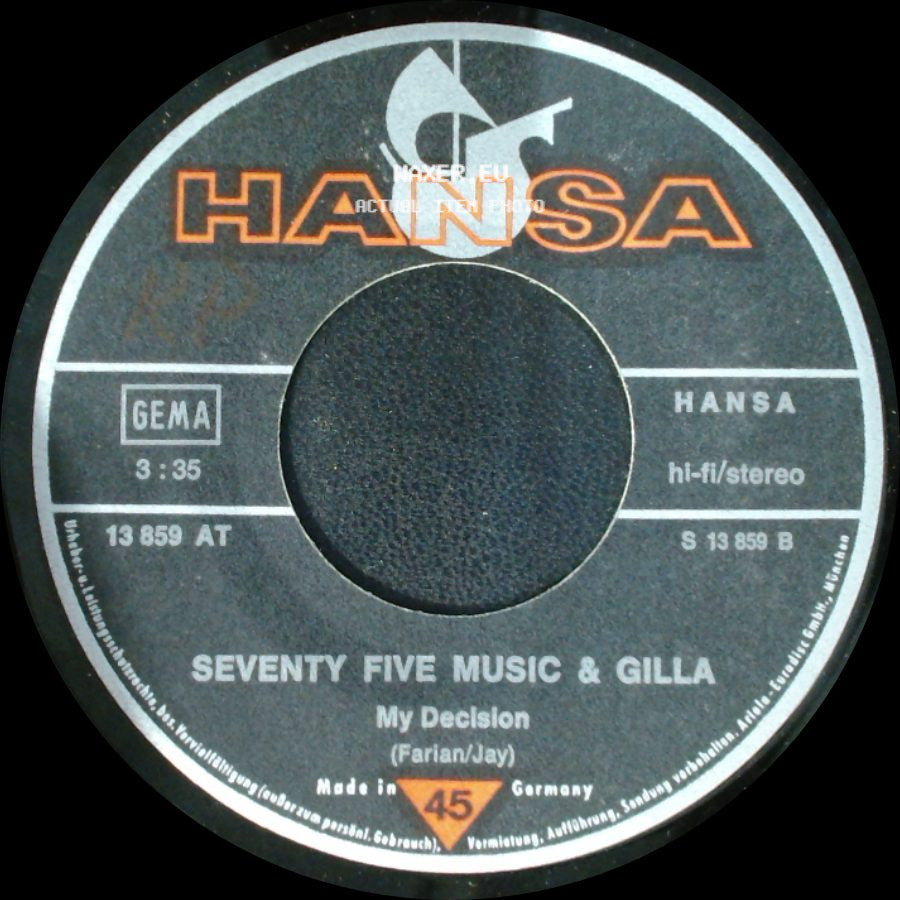 Seventy Five Music & Gilla - Lady Marmelade (Do You Want To Sleep With Me Tonight) / My Decision side B