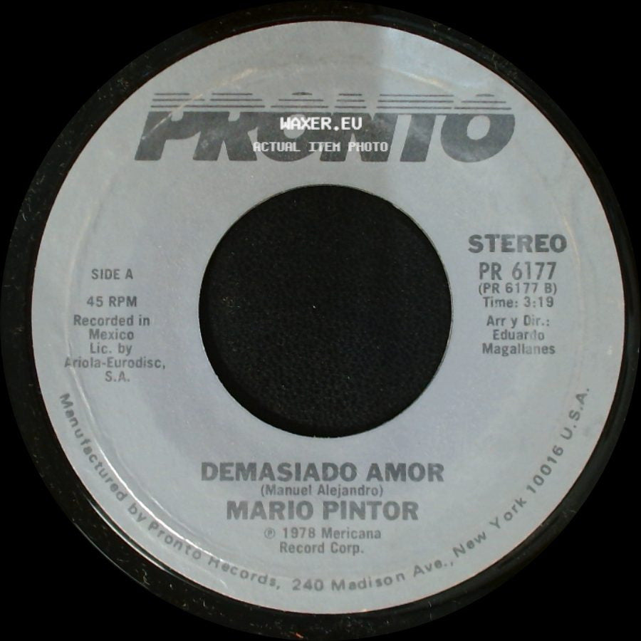 Mario Pintor - Demasiado Amor / Donde Fueron Tus Pasos side A