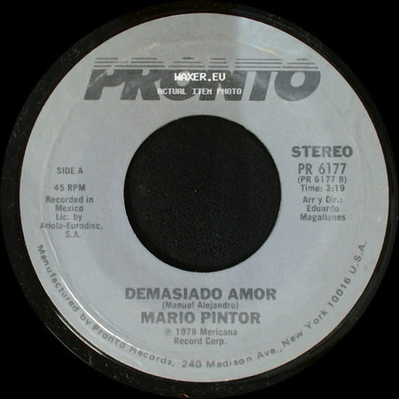 Mario Pintor - Demasiado Amor / Donde Fueron Tus Pasos side A